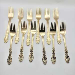 Reed & Barton Gold Electroplate Baroque Rose Salad Fork Set of 12 Replacement